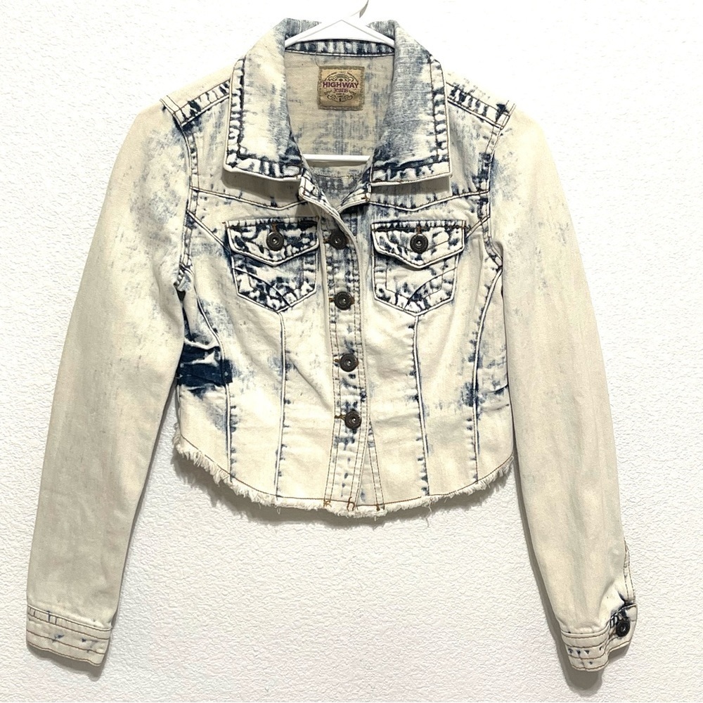 Highway Jeans Junior Bleach Wash Denim Cropped Jacket Size S